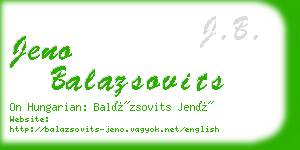 jeno balazsovits business card